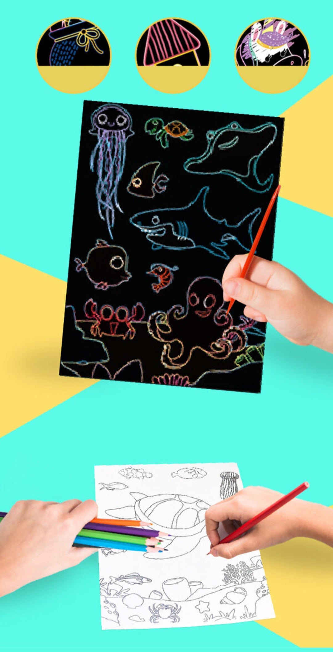 Scratch Oceans Art Cards