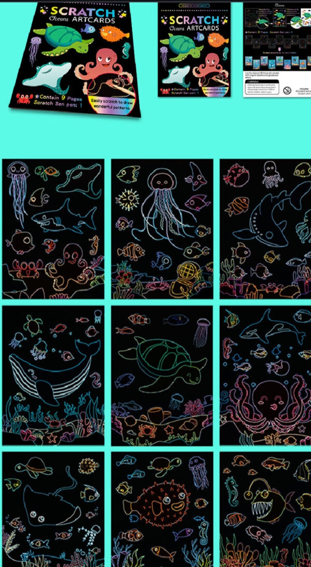 Scratch Oceans Art Cards