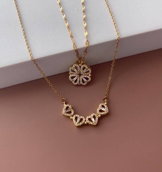 4 Leaf Clover & 4 Heart Necklace